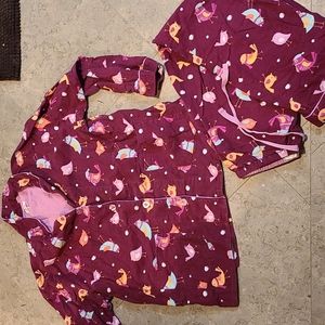 PJ Salvage Birdie Flannel Pajama Set, Size Medium